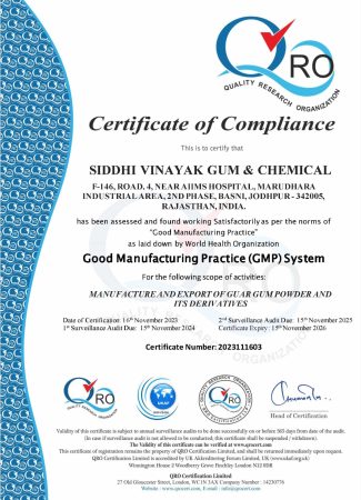 GMP Certificate - SVGC Gums