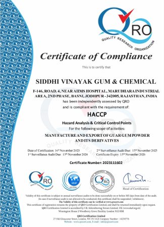 HACCP Certificate SVGC Gums