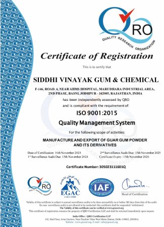 ISO 9001-2015 Certificate - SVGC Gums